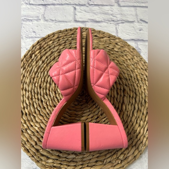 NWOB Zara Pink Quilted Women's Open Toe, Block Heel Sandals. Size 39 EU. - Picture 7 of 9